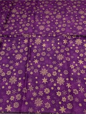 MAKOWER UK Yuletide Snowflakes 548 Cotton Fabric 1 Yard Purple Gold